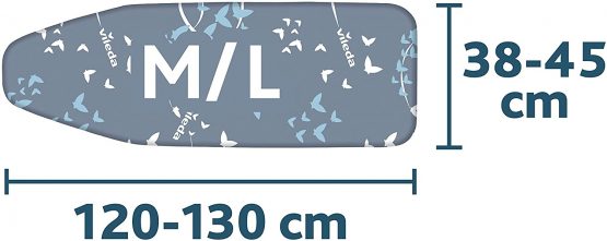 Vileda Total Reflect Ironing Board Cover, Fabric, Grey, 120–130 x 38-45 cm - Image 4