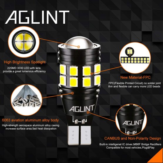 AGLINT T15 W16W LED Bulbs CANBUS Error Free 22SMD T16 955 921 912 Wedge for Car Backup Reverse Lights - Image 2