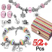 Jewellery Making Kit for Girls, Bracelet Making Kits with Charms Pendants Rainbow Silver Plated Beads Chains for Jewellery Making, Arts and Crafts Sets for Kids Friendship Age 8-12