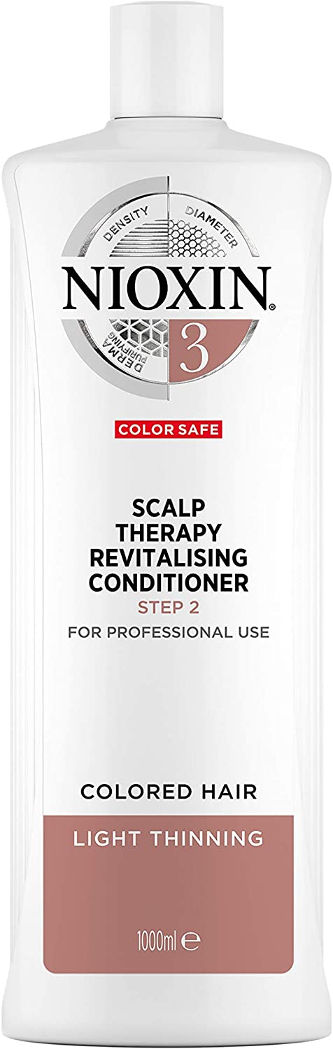 Nioxin 3-Part System, System 3 Coloured Hair with Light Thinning, Hair Thickening Treatment, Scalp Therapy, Conditioner 1L