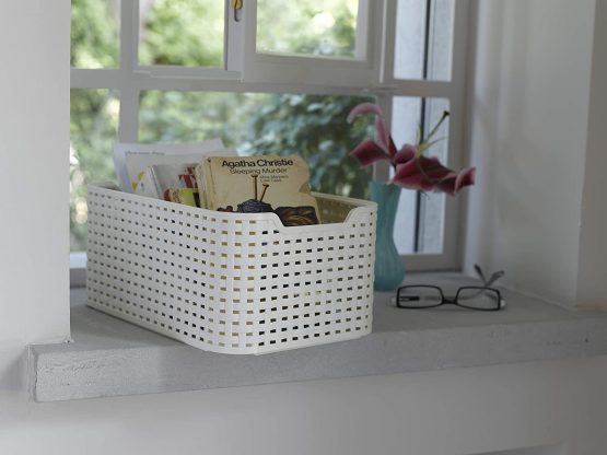 Curver Style Small Rectangular Storage Basket, Vintage White, 6 Litre - Image 4