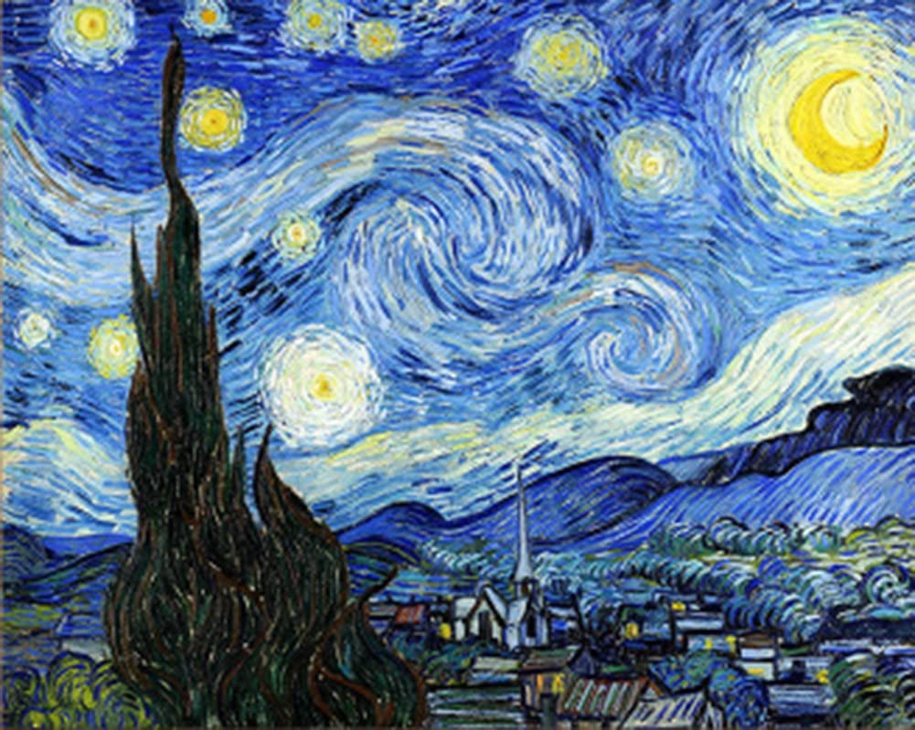 WOWDECOR Paint by Number Kits for Adults Beginners DIY Number Painting The Starry Night by Van Gogh 40x50cm Famous Paintings Wall Art Decor (Starry Sky