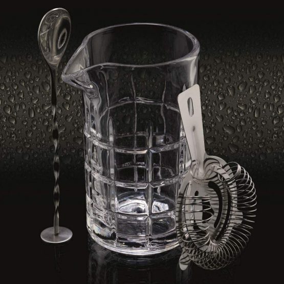 BarCraft BCMIXER KitchenCraft Cut-Glass Cocktail Mixing Glass with Stirring Spoon and Strainer, Includes Recipe Booklet and Gift Box, 3 Piece Set, 9.5 x 11 x 16.5 cm - Image 3