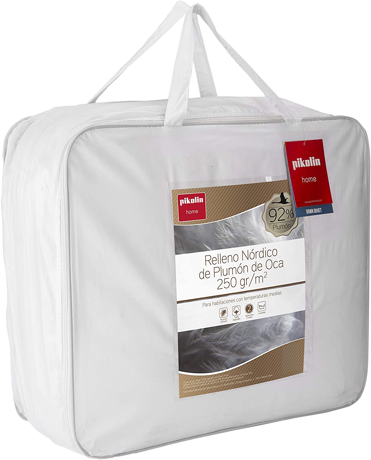 Pikolin Home, duvet upholstery 92% Goose Down Filling Duvet/Quilt Cover 100% Cotton Percale, 250g/m2., white, Lit 120-200 x 200 cm - Image 4