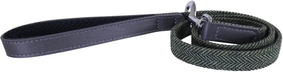 Rosewood Forest herringbone & grey leather dog lead 3/4 * 40", One Size