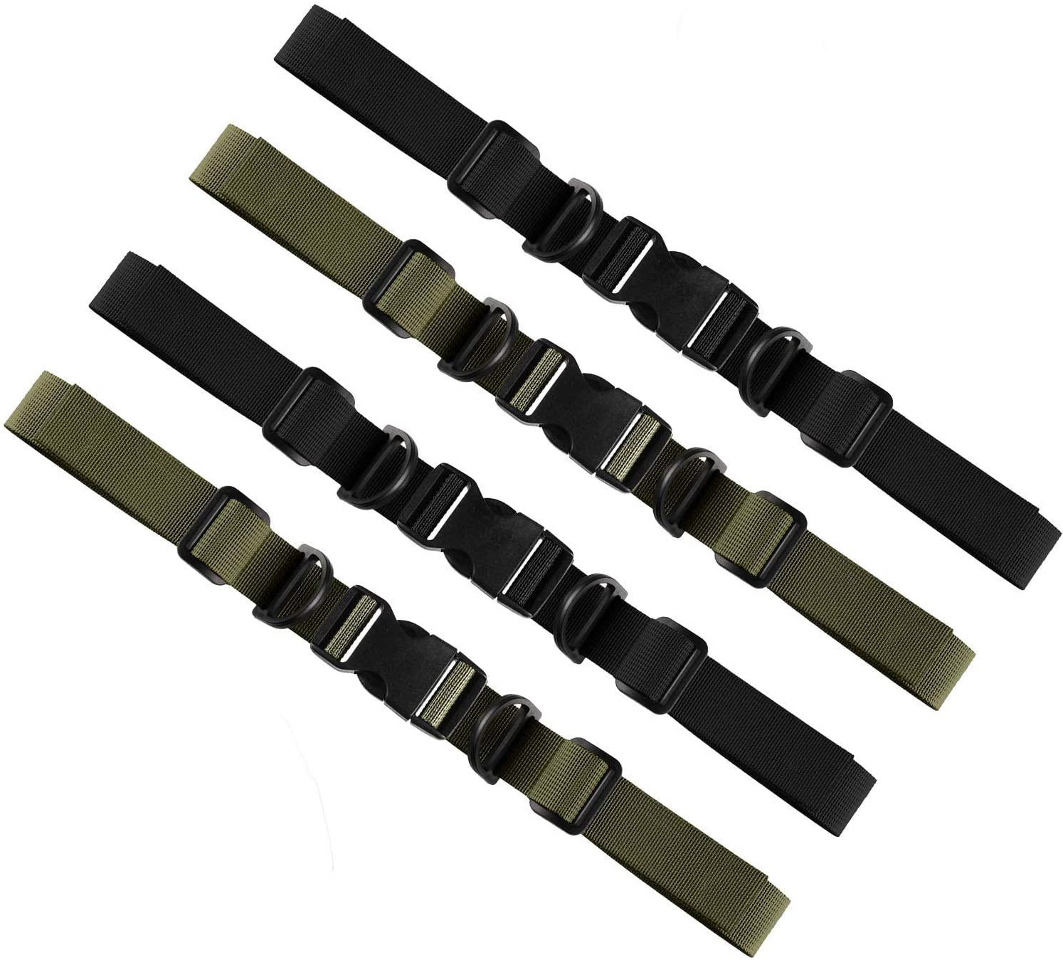 INTVN 4 Pieces Backpack Chest Strap Adjustable Backpack Sternum Strap Chest Belt with Buckle for Hiking and Jogging (Black and Dark Green)