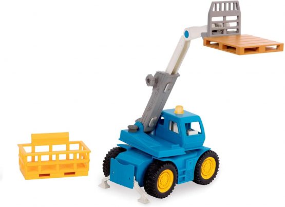 DRIVEN by Battat WH1016Z Micro Telehandler Crane Crate, Basket, Light, and Sound – Trucks and Construction Toys for Kids Aged 3 and Up, Brown/a - Image 4