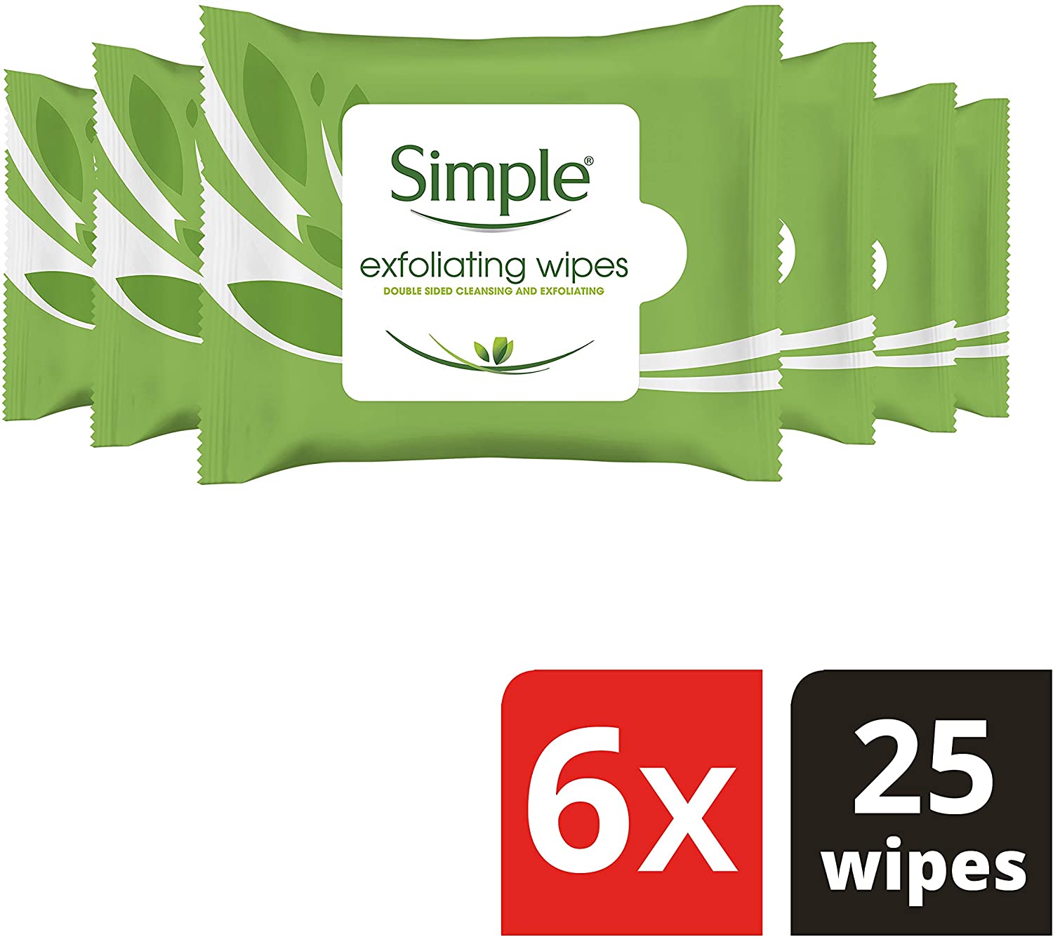 Simple Kind to Skin Exfoliating Facial Wipes 25 Pieces Pack of 6, 25 count (Pack of 6) - Image 2