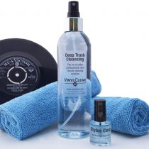 Vinyl LP Record Cleaner Kit - by Vinyl Clear. 250ml Premium Quality Record Cleaning Fluid with Atomiser Bottle, Foldaway Stand, Two Microcloths & Instructions. Plus free 10ml Stylus Cleaning Fluid.