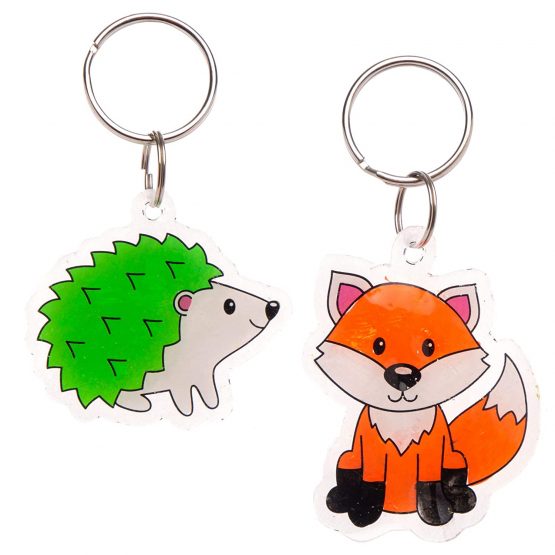 Baker Ross AW870 Woodland Animal Super Shrink Keyrings, Arts and Crafts for Kids (Pack of 8), Assorted - Image 3