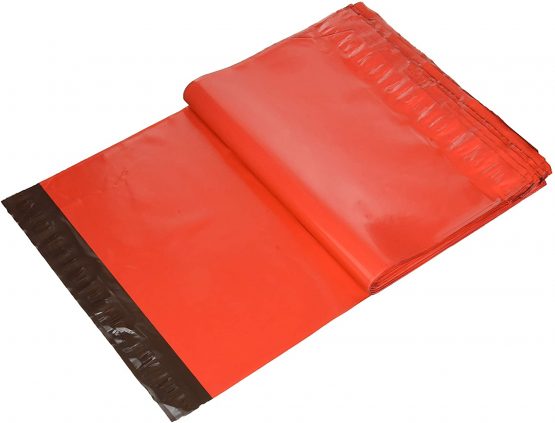 REALPACK 100 x Red Plastic Poly Mailing Bags Envelopes Size 12" x 16" 305mm x 406mm+(40mm Lip)