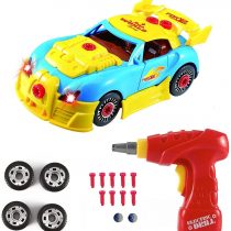 Pup Go Construction Toys – Take Apart Toys Car Racing – 30 Take Apart Pieces With Realistic Sounds & Lights – Easy Build Your Own Car Kit With Electric Drill Tool For 3 Year Old Boys