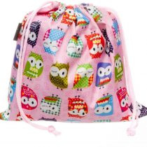 Kids Child's Small Drawstring Water Resistant Toiletry / Wash Bag Owl Design for Children