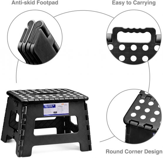 HOUSE DAY Folding Step Stool Lightweight Plastic Step Stool,9 inch Foldable Step Stool for Kids & Adults,Non Slip Folding Stools For Kitchen Bathroom Bedroom 2020 Plastic Stepping Stool - Image 2