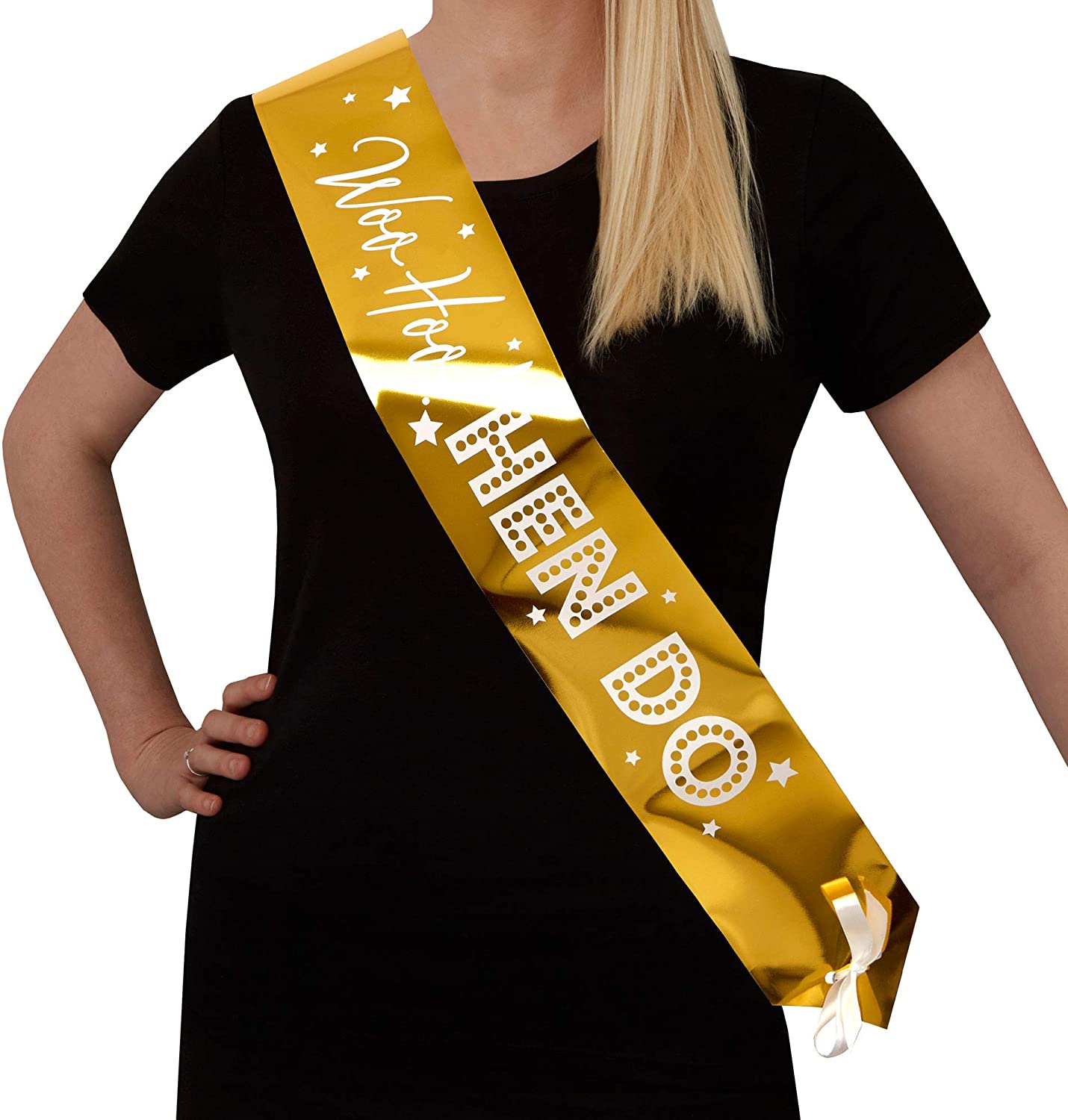 Neviti 776179 Woo Hoo Hen Party Sash-4 Pack, Gold, 159 x 10 x 1.8