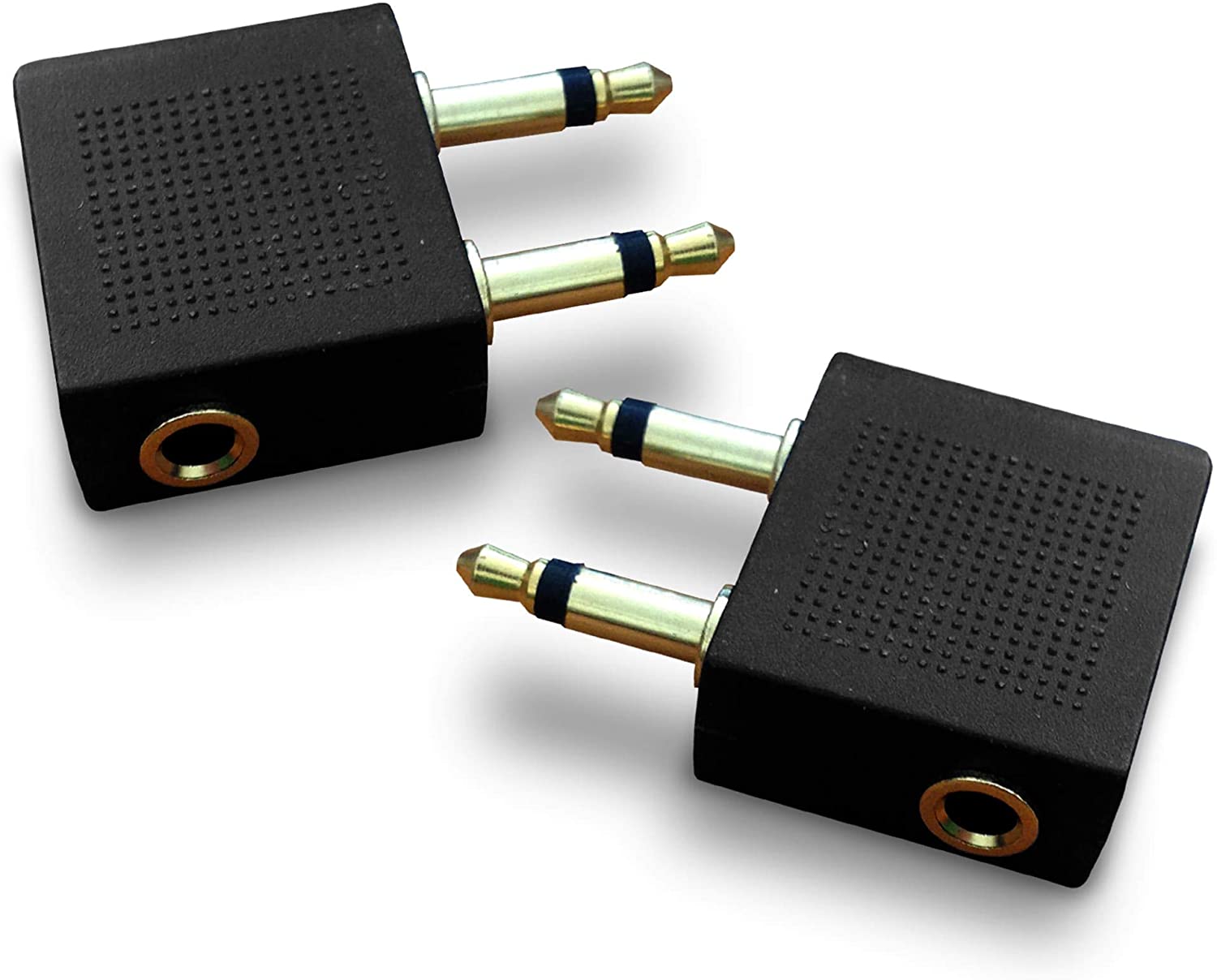 Mobi Lock 2pcs Gold Plated Airplane Flight Headphone Adapters