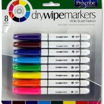 Premier Stationery Pro:Scribe Whiteboard Markers. Assorted Colours. Pack of 8.