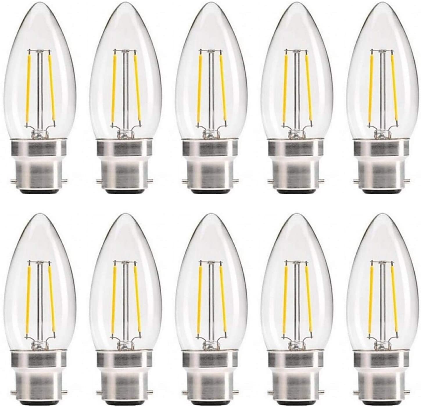 paul russells LED Candle Filament Light, 2.5W 25W Equivalent Replacement, 250LM Lumens, 2700K Warm White