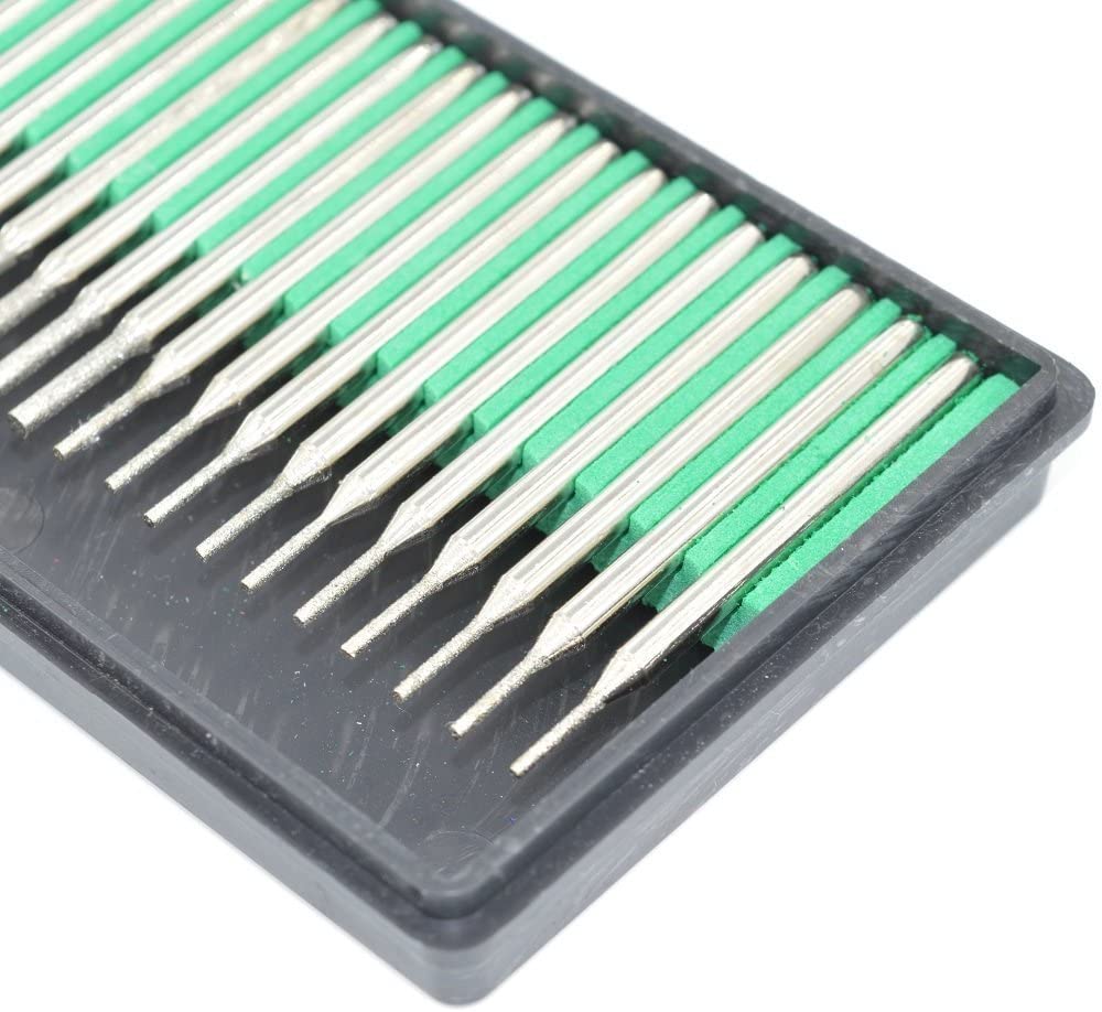 Aiskaer Premium Diamond Drill Bit Cylindrical Burr Kit - 60 Pcs, Jewelry, Beach, Sea Glass, Shells, Gemstones, Lapidary - 1mm, 2mm, 3mm - Image 3