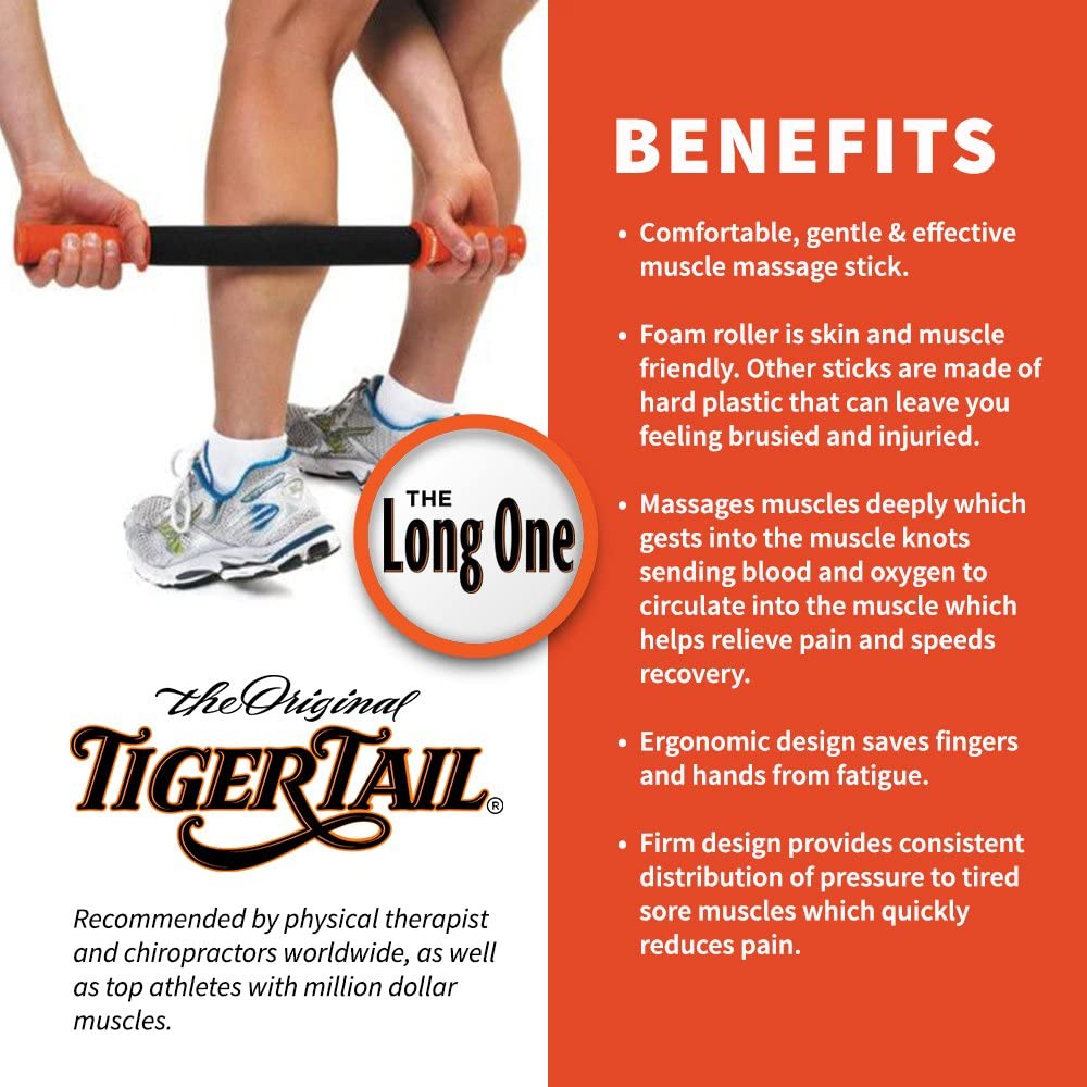 Tiger Tail 22in Massage Stick Portable Roller, Handheld, Deep Tissue Foam Roller - Image 2