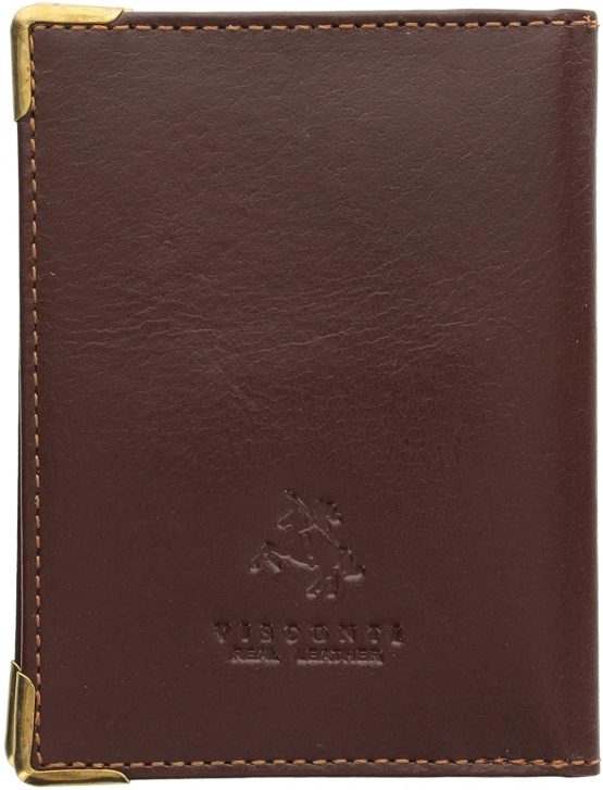 Visconti Leather Oyster Card/Travel Pass Holder with Metal Corner Protectors TC5 Chocolate - Image 3