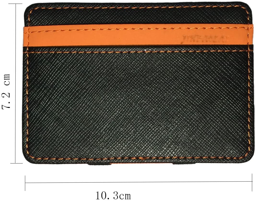 Credit Card Holder 4 Card Slots Flexible Money Clip PU Leather Slim Wallets for Men Women Fitness Wallet ID Card Business Card Money (Orange) - Image 2
