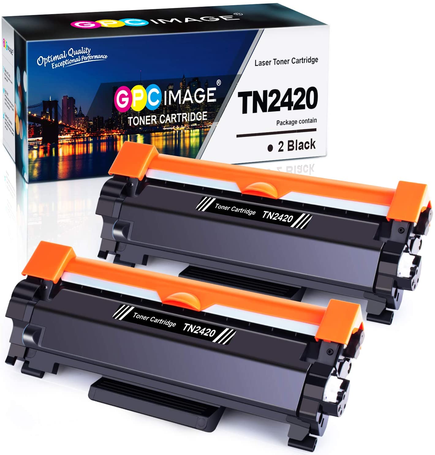 GPC Image TN2420 TN-2420 Compatible Toner Cartridges for Brother TN2410 TN-2410 for DCP-L2510D L2530DW L2550DN HL-L2310D L2350DW L2357DW L2370DN L2375DW MFC-L2710DN L2710DW L2730DW L2750D(2 Black)