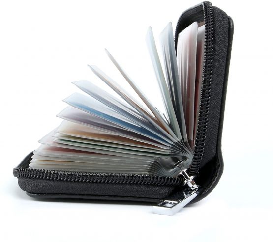 Credit Card Holder Wallets for Women Men Leather 26 Card Slots (Black) - Image 2