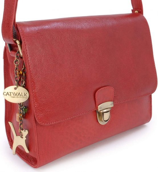Catwalk Collection Handbags - Women's Shoulder Messenger Flap Over Bag - iPad/Tablet in Vintage Leather- DIANA - Image 4
