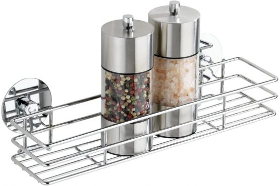 WENKO 5635100 Turbo-Loc spice rack - fixing without drilling, Chrome plated metal, 30 x 9 x 8 cm, Silver shiny - Image 3