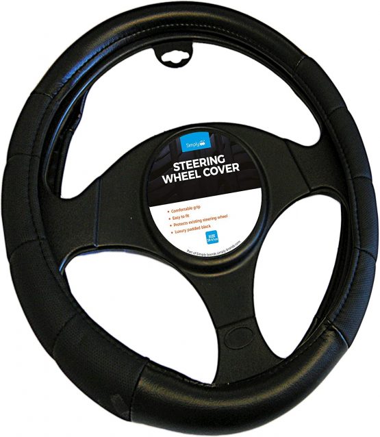 Simply SWC129 Van Steering Wheel Cover, Large 39 - 41cm, Large Size 39-41cm, Universal Fit, Non-Slip Waterproof Breathable and Durable Genuine Leather Material