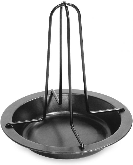 Fackelmann 42609 Chicken Roaster with Bowl, Vertical Roaster Holder with Drip Pan for Oven, upright duck Roaster, BBQ Tool (colour: black) , M