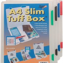 4 x A4 Slim Rigid Strong Transparent Tuff Storage Document Paper Filing Box File