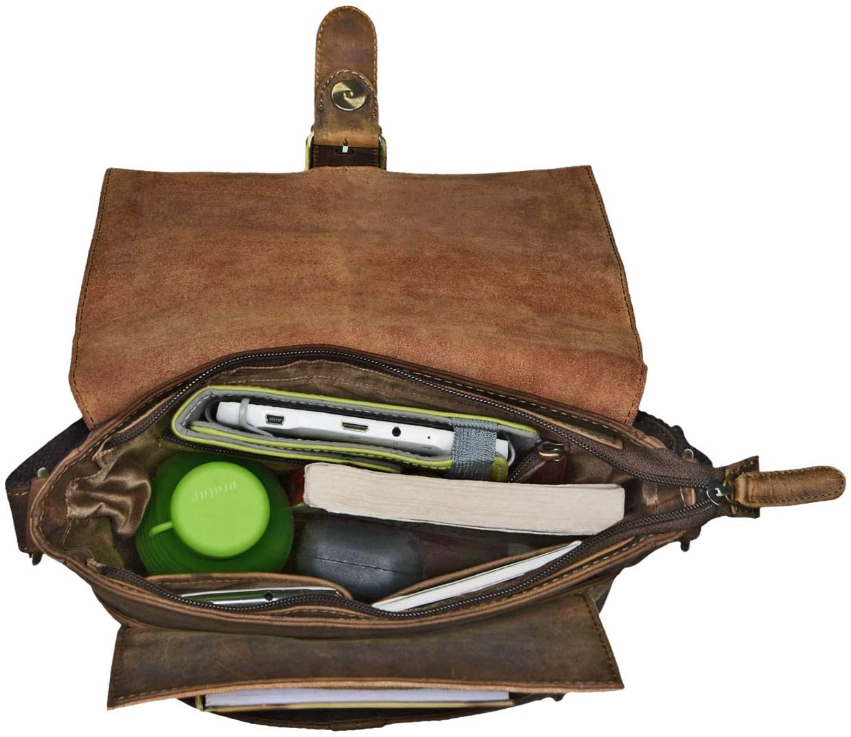 STILORD "Nevio" Men's Leather Shoulder Bag, Middle Brown - Image 4