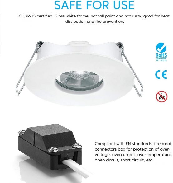 5 Pack IP44 Recessed LED Ceiling Spot Lights, Linkind 5W 240V Ultra Slim Mini Downlights, Cut-Out 70mm(65-75mm), Warm White 3000K 450LM, Waterproof for Kitchen Bathroom, Non-dimmable - Image 4