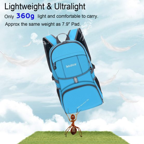 Bekahizar 35L Lightweight Rucksack, Soft Foldable Backpack, Upgraded to 4 Compartments Daypack for Travel Hiking Camping Cycling Outdoor Sports - Image 2