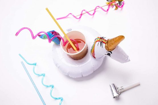 Folat 20290 Inflatable Floating Unicorn Cup Holder White, Multi-Coloured, Costumes - Image 2