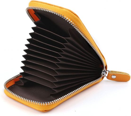 Credit Card Holders Women Ladies Leather Credit Card Wallets for Women Credit Card Holder Women RFID Protector (Yellow)