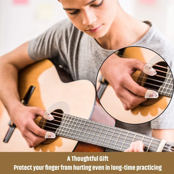 40 Pieces Guitar Fingertip Protectors Silicone Finger Guards Anti-Slip Finger Protection Covers Caps for Stringed Instruments Guitar Mandolin Bass Counting Sewing, 5 Sizes (Transparent) - Image 4