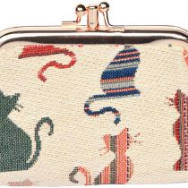 Signare Tapestry Cute Exquisite Double Pocket Kiss Lock Coin Purse for Women with Animal and Pet Design (Cheeky Cat, FRMP-CHEKY)