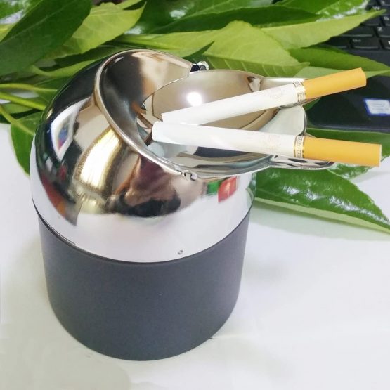 Coralpearl Smokeless Metal Steel Ashtrays for Cigarettes Cigars with Covered Stainless Push Down Flip Top Lid Portable Windproof Ash Tray Bucket for Home Tabletop,Patio,Sand,Car,Auto,Outdoor,Indoor - Image 3