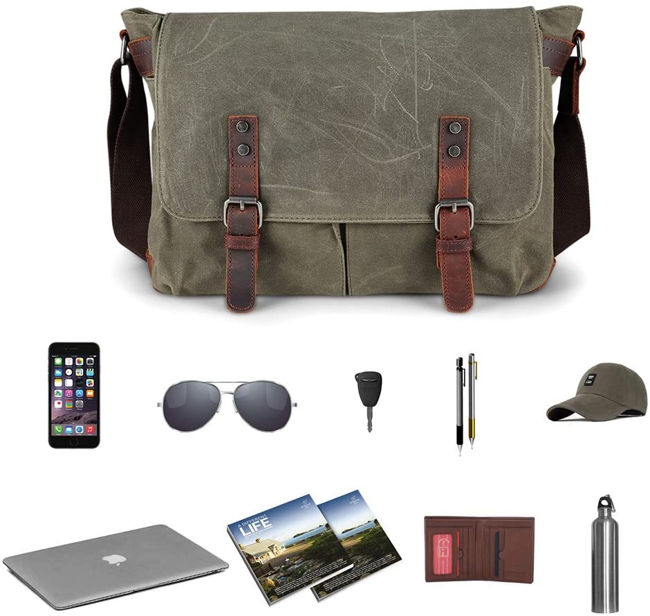 AIZBO Waterproof Messenger Bag Mens, Man Bags Cross Body Canvs Shoulder Bag Satchel Bag Laptop Bag for 15 Inches - Image 2