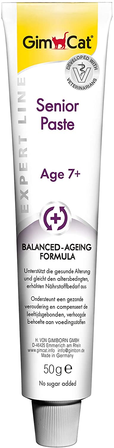 GimCat EXPERT LINE Senior Paste - This functional cat snack supports healthy ageing for cats aged 7 years and older - 1 tube (1 x 50 g)