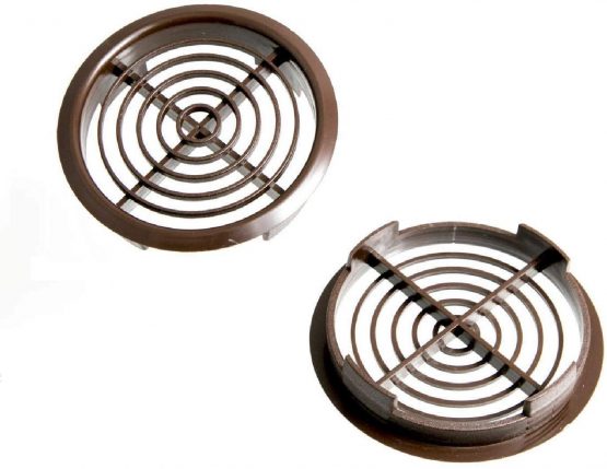 Merriway BH07432 Louvred Soffit Vent Push-in Roof Disc Fascia, Brown to Fit 70mm Hole-Pack of 10