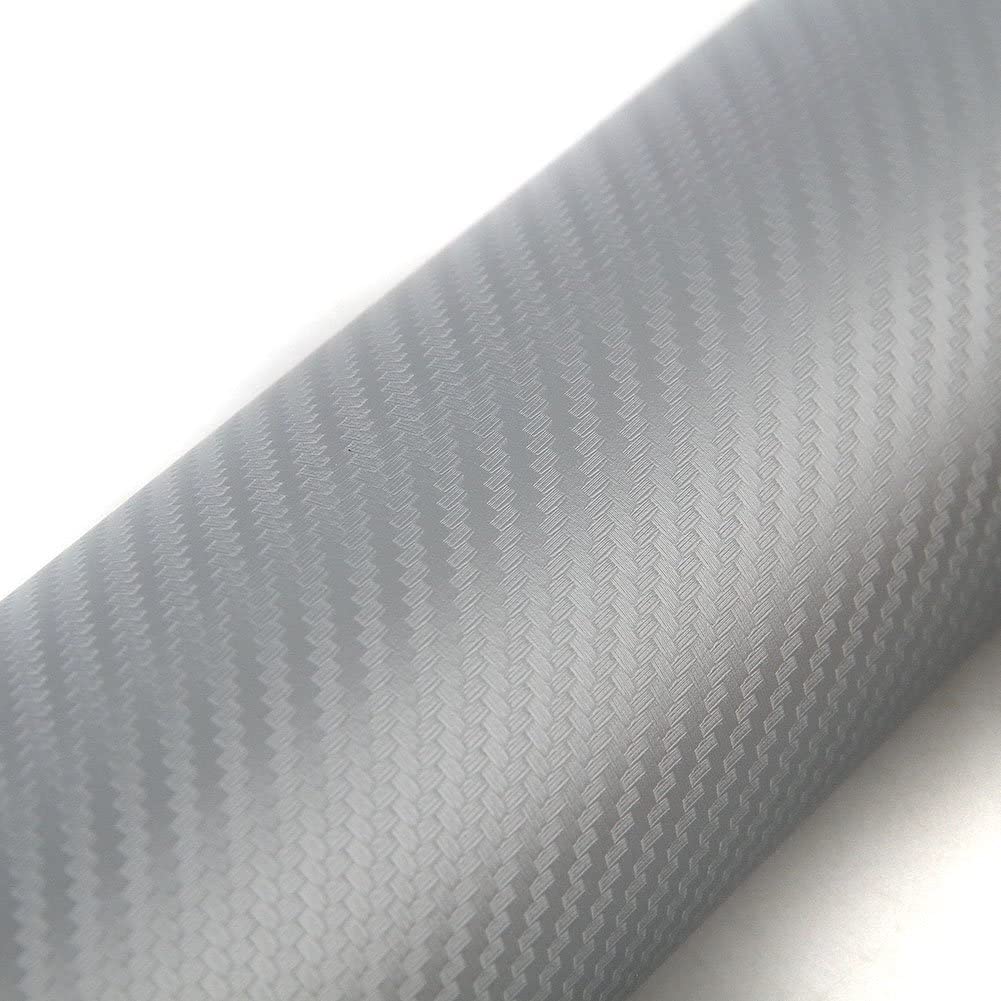 PEATOP Carbon Fibre Vinyl Wrap 3D Bubble Free Sheet Roll Film Silver