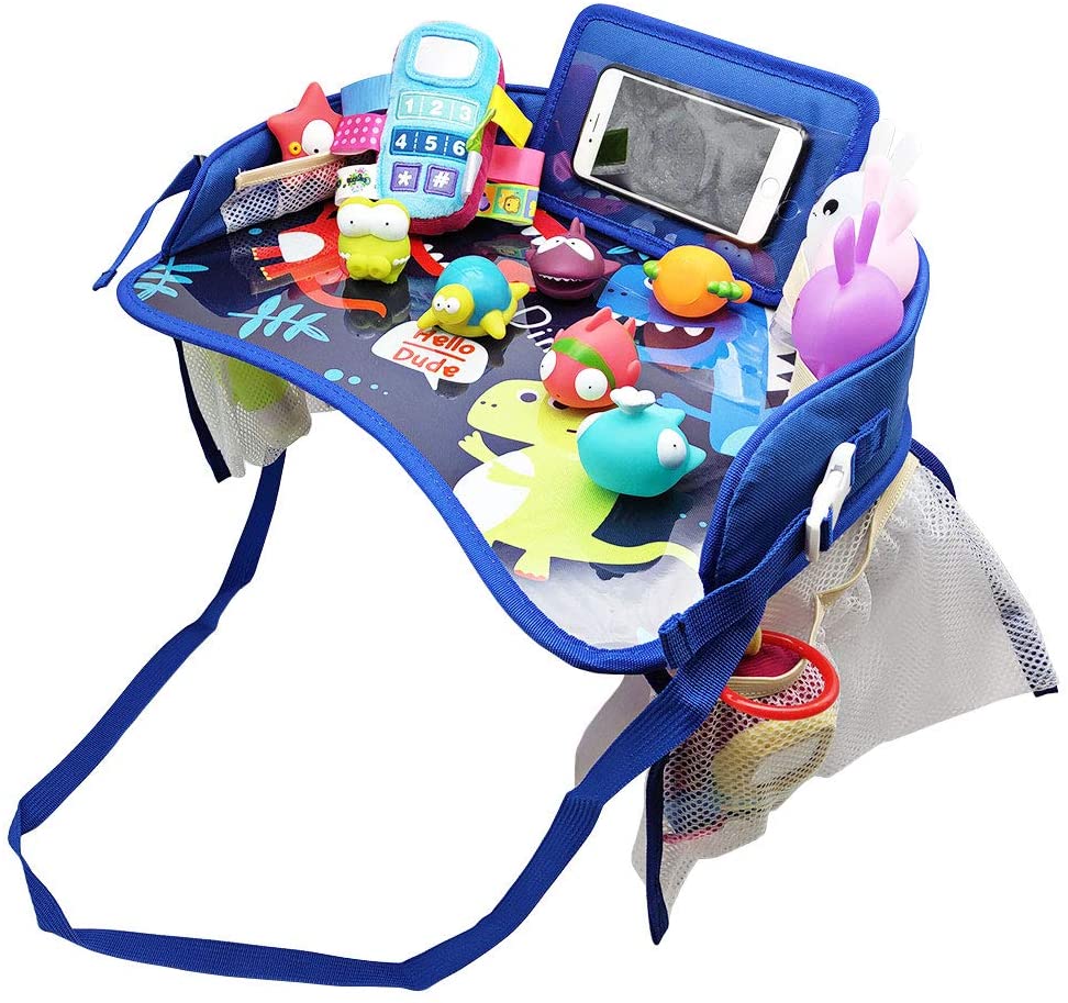 LETTON Kids Travel Tray, Toddler Car Seat Tray Organizer, Kids Lap Tray Play Tray with A Phone Holder, A Road Trip Essential - Image 2