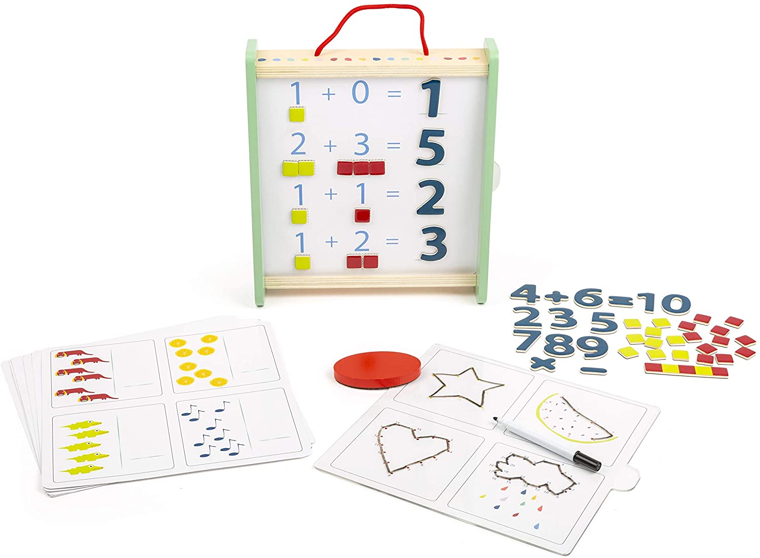 Small Foot 11461 Learning Box Educate made of wood, FSC 100%-certified, learn maths, storage box with straps for transport - Image 4
