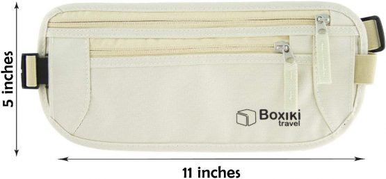 Boxiki Travel Women's Money Belt With RFID Blocking, Secure Holder for Passport - Beige (One Size) - Image 4