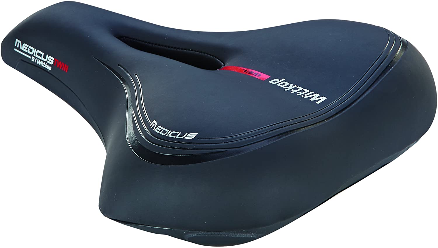Prophete Wittkop Medicus Twin 3.0 Saddle, City Saddle, Bicycle Saddle, Gel Insert and Elastomer Damping, 5-Zone Padding, Black