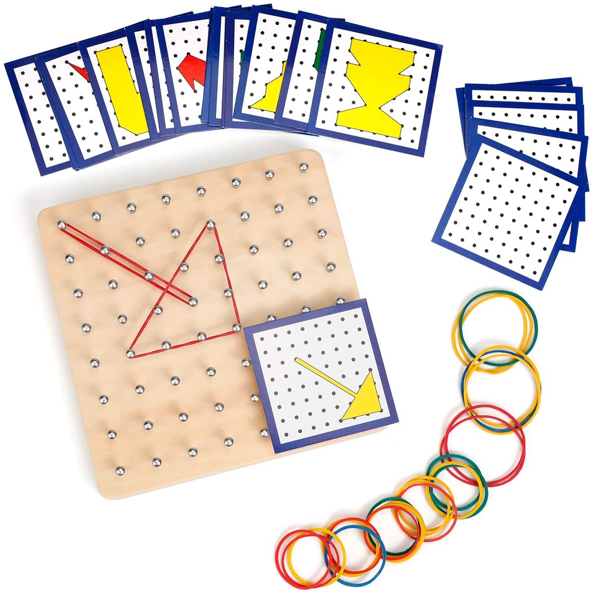 Homealexa Montessori Toys, Wooden Geometric Shapes Baby Geometry Board Set - Image 2